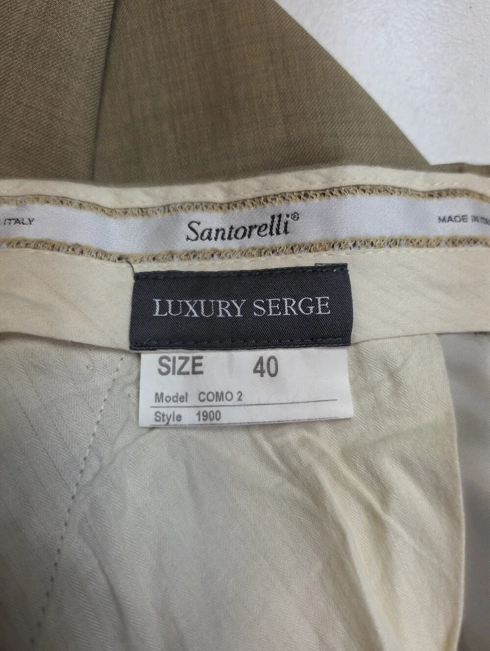 Santorelli Luxury Serge Italian Wool Pleated Dress Pants Tan Cuffed Ankle